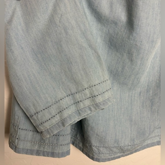 NEW GAP Off-Shoulder Pointelle Chambray Denim‎ 3/4 Sleeve top Sz XL 0563 - Picture 2 of 8